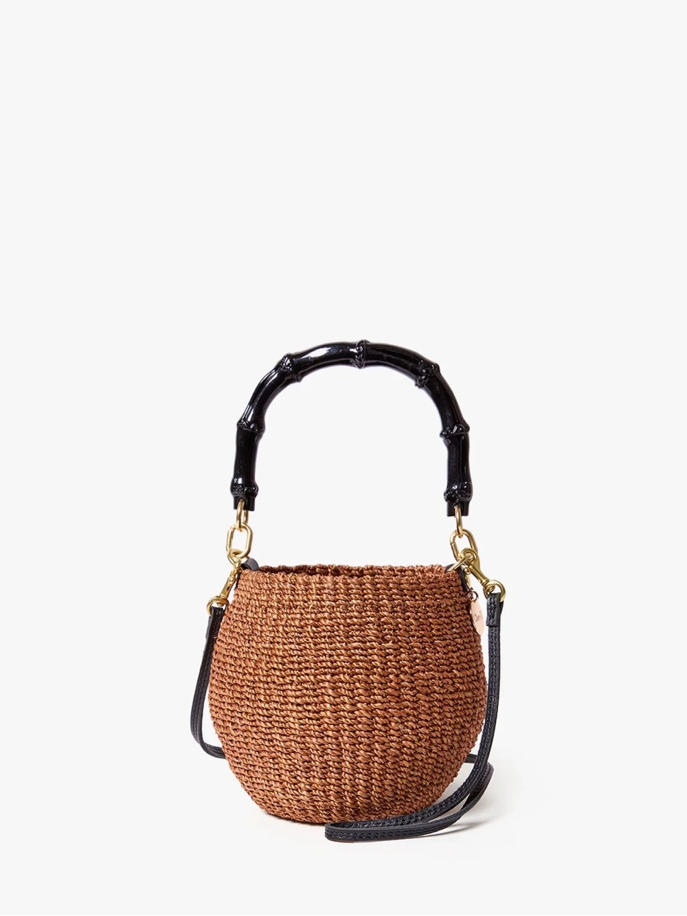 Clare V Petit Pot De Miel w/ Bamboo Handle Woven Bag